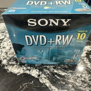 Open Box Sony DVD + RW 10 Pack Rewriteable DVD Discs 4.7GB 120 Minutes